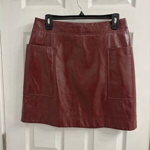 Maeve Anthropologie Wine Faux Leather Mini Skirt